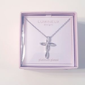 Silver Necklace Cross Pendant Platinum Plated